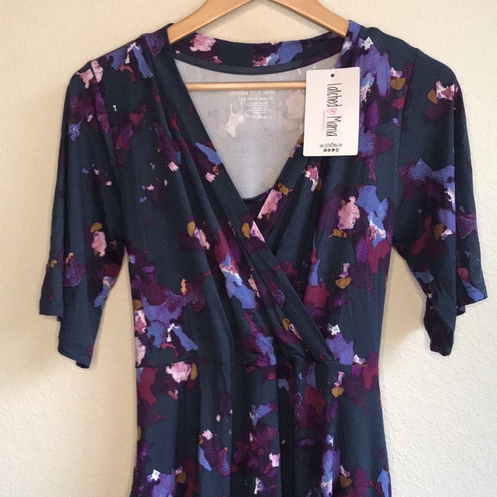 Latched mama flutter sleeve wrap midis nursing maternity dress